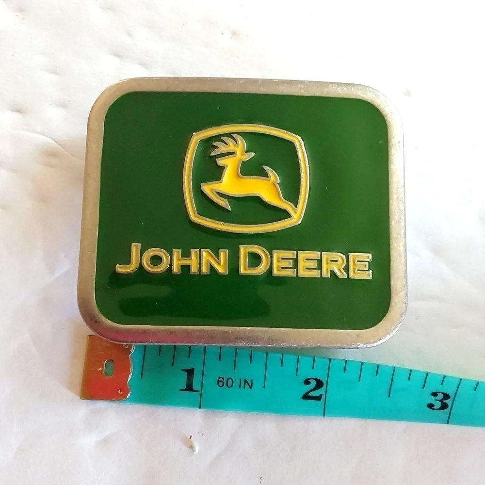 Vintage John Deere Belt Buckle Tractor Green / Silver